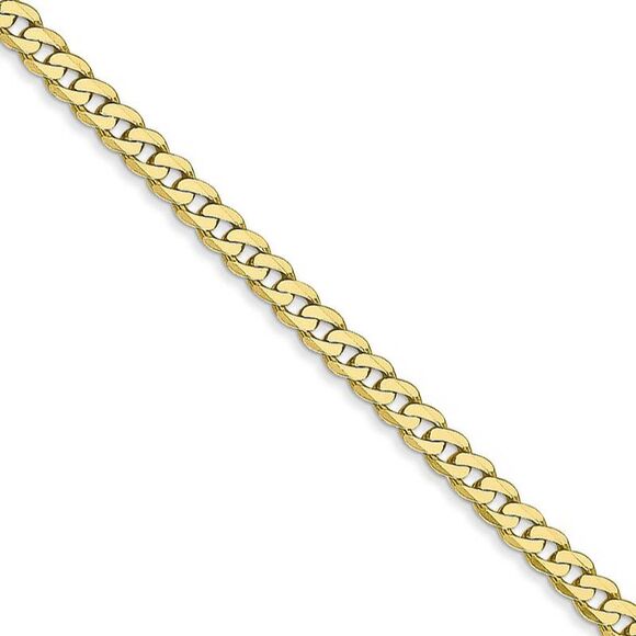 2.9mm 10k Yellow Gold Flat Beveled Curb Chain Necklace, 16 Inch - Picture 1 of 8